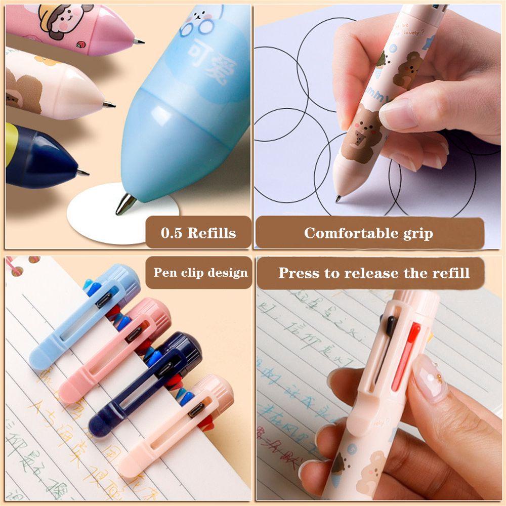 Bộ Bút Bi 10 Màu Hình Gấu Dễ Thương