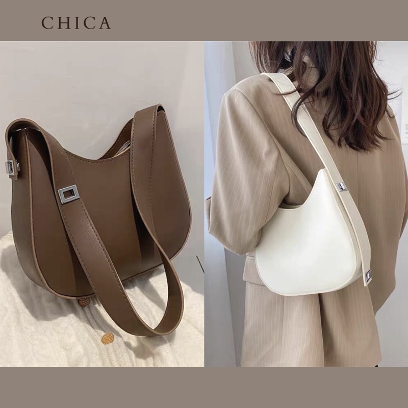 Túi đeo vai da PU trơn thời trang bốn màu kích thước 26*8*22