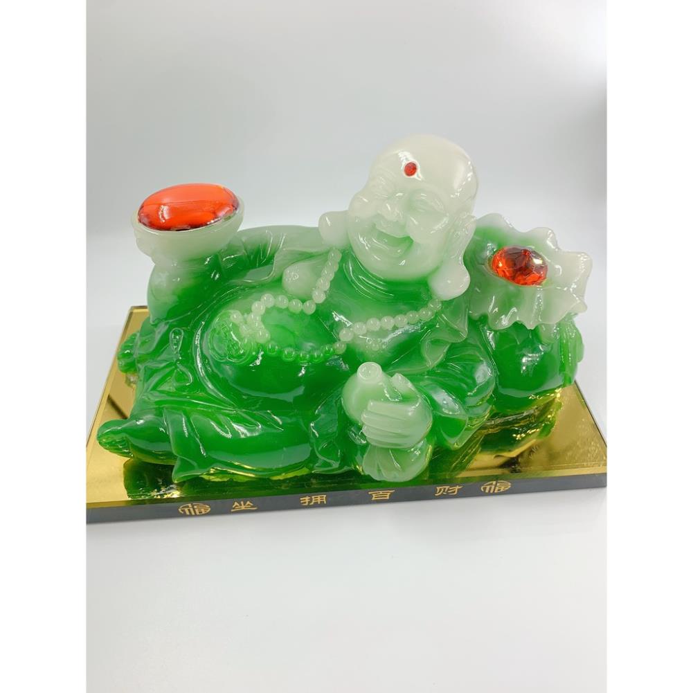 Tượng Phật Để Xe Ô Tô - Phỗng Di Lặc Xanh Ngọc Lục Bảo 12cm Tay Cầm Bị Tiền Giúp Mang Lại Tài Lộc, May Mắn, Thịnh Vượng