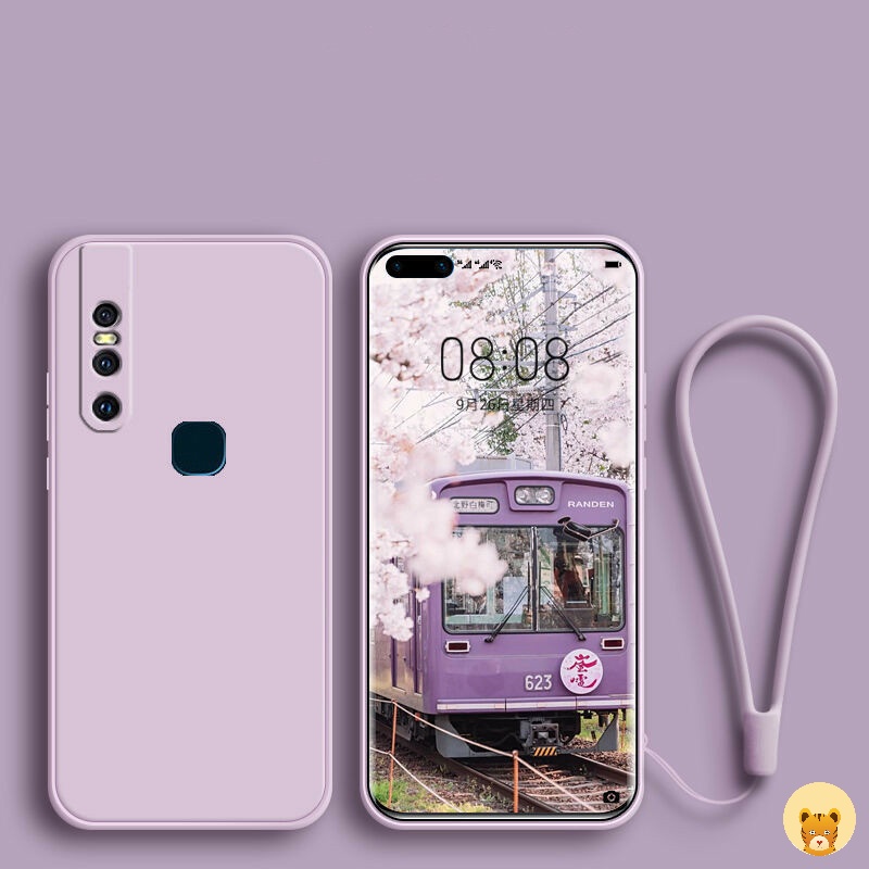 Ốp Điện Thoại TPU Silicone Mềm Đơn Giản Thời Trang + Dây Đeo Cho Vivo V15 V15 Pro