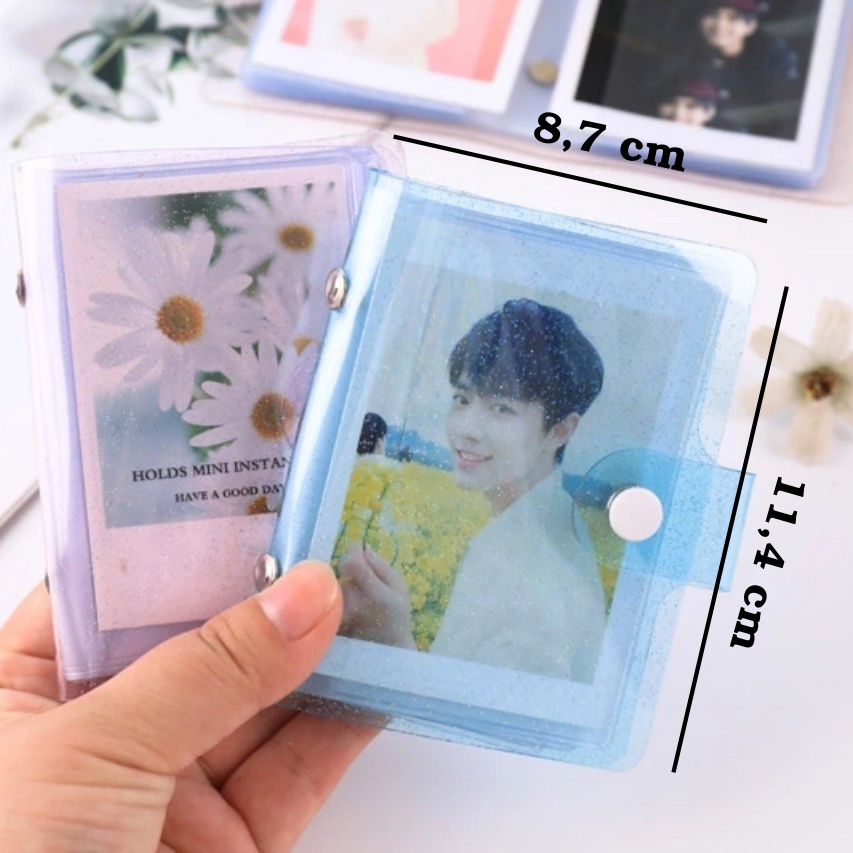 Album ảnh mini đựng 36 ảnh 6x9, lomo card, cardvisit, bìa nhựa trong kim tuyến lấp lánh tại kho album ảnh AnVy