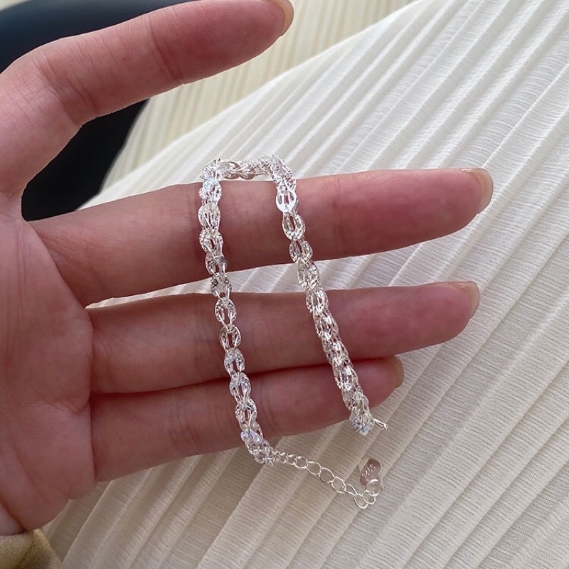 Lắc tay bạc nữ bạc thật DaLiA Jewelry lắc tay đuôi phụng xếp lá dày dặn