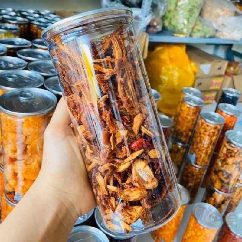 Khô heo cháy tỏi lon pet 300gr