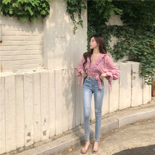 Áo buộc eo diềm bèo