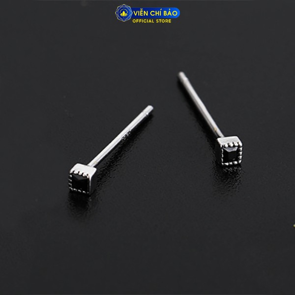 Bông tai bạc nữ đá vuông mini (1chiếc) chất liệu bạc 925 thời trang phụ kiện trang sức nữ Viễn Chí Bảo B000056