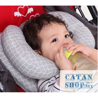 Gối giữ đầu cố định cho EM bé trên xe nôi, gối chống vẹo cổ cho bé trên xe nôi, giường, xe đẩy, gối xe nôi