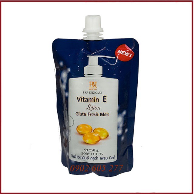 [hàng chính hãng] Sữa dưỡng thể Vitamin E Gluta Fresh Milk Thái Lan dưỡng trắng & làm mịn màng da 250ml | BigBuy360 - bigbuy360.vn
