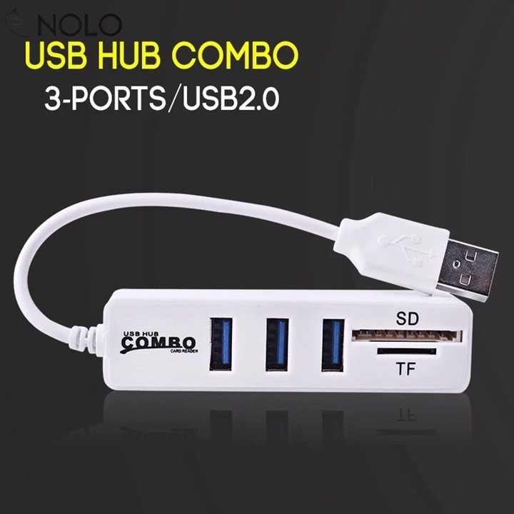 Bộ Hub USB 2.0 Combo Có Tích Hợp 3 Cổng USB Và 2 Cổng Thẻ Nhớ SD, TF