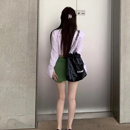 Set Áo Sơ Mi Trắng Tay Dài Hở Eo + Chân Váy Ngắn Lưng Cao Ôm Dáng Thời Trang Hàn Quốc Cho Nữ