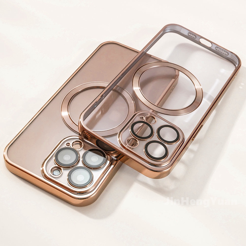 Ốp Điện Thoại Silicon Trong Suốt Mạ Từ Tính Sang Trọng Cho IPhone 14 Plus 13 12 11 Pro MAX X XS MAX XR