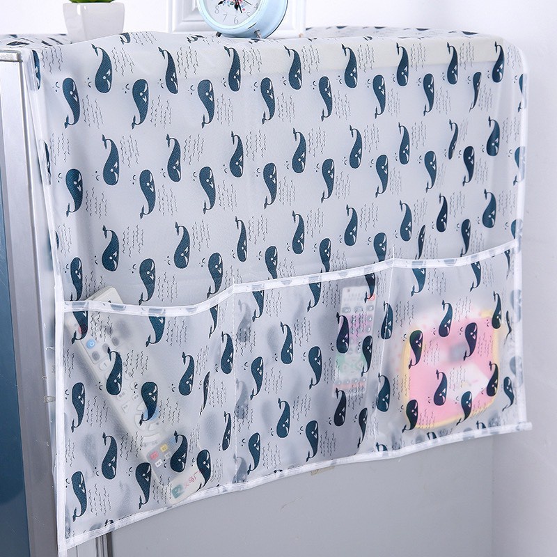 Tấm phủ tủ lạnh  Khăn phủ tủ lạnh bằng vải nilon có túi đựng đồ chống bám bụi chống thấm nước tiện dụng giá rẻ vrg1167