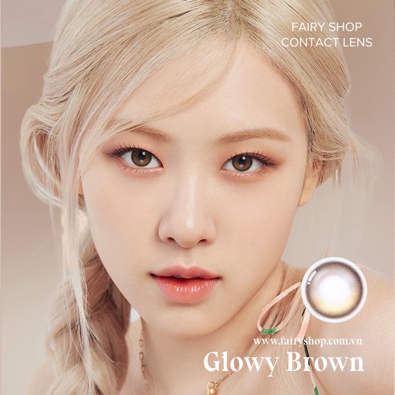 Kính Áp Tròng Glowy Brown - lens phủ bóng FAIRY SHOP CONTACT LENS silicone hydrogel độ cận 0 - 6