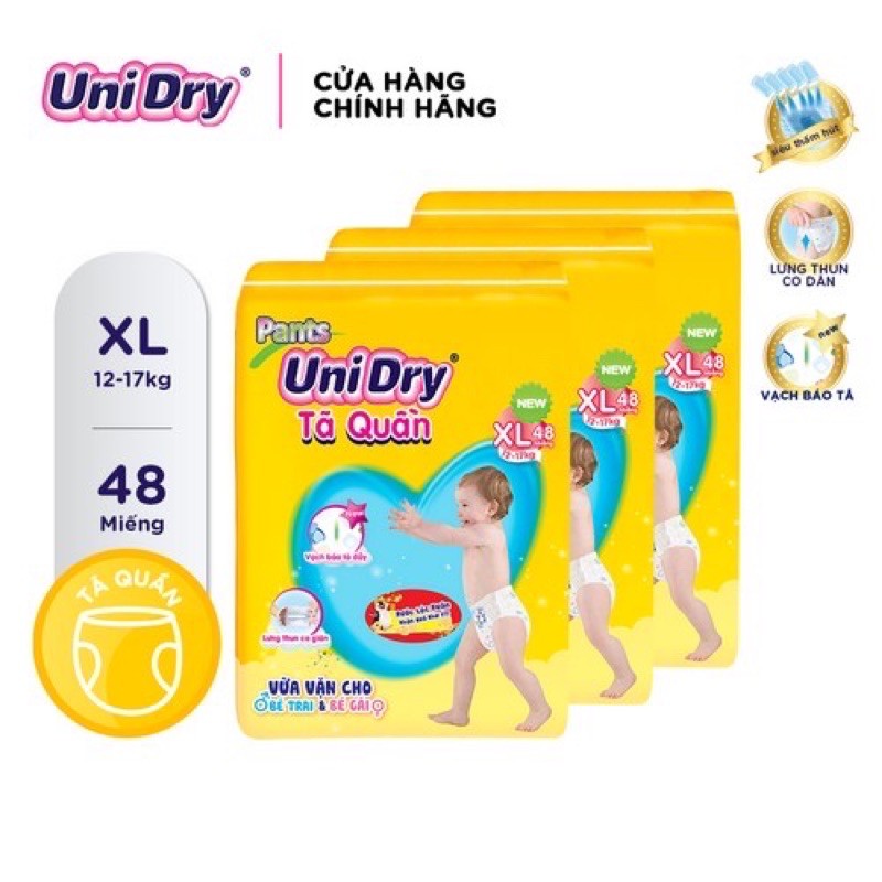 ( tặng 1 gối tựa lưng) combo 3 tã quần Unidry size M60/L54/XL48/XXL44