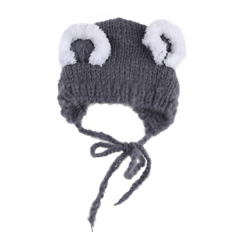 Bộ 2 Mũ Beanie Kèm Gấu Koala Nhồi Bông Dệt Kim Dùng Làm Phụ Kiện Chụp Ảnh Cho Bé Sơ Sinh