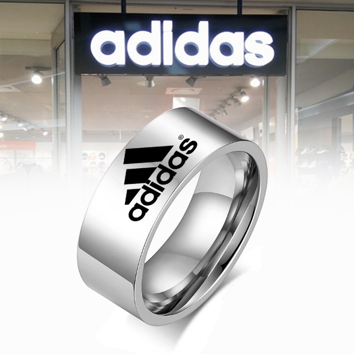 Nhẫn inox khắc Adidas bản 8mm sáng, đẹp, không đen, không gỉ - Tặng hộp đựng nhẫn xinh xắn