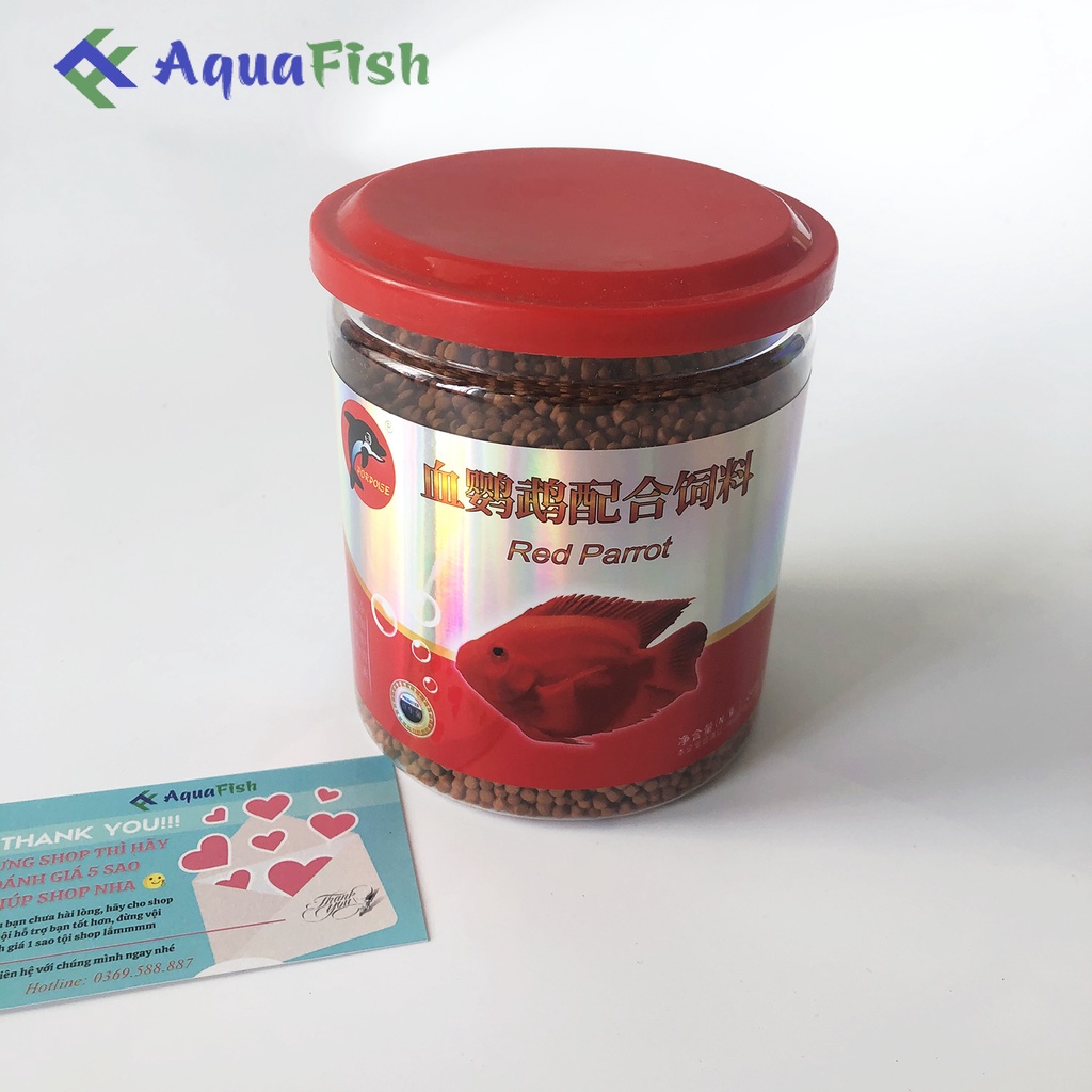 Thức ăn cá hồng két giúp cá nhanh lớn, lên màu đỏ đẹp Red Parrot hộp 260g (thương hiệu Porpoise)