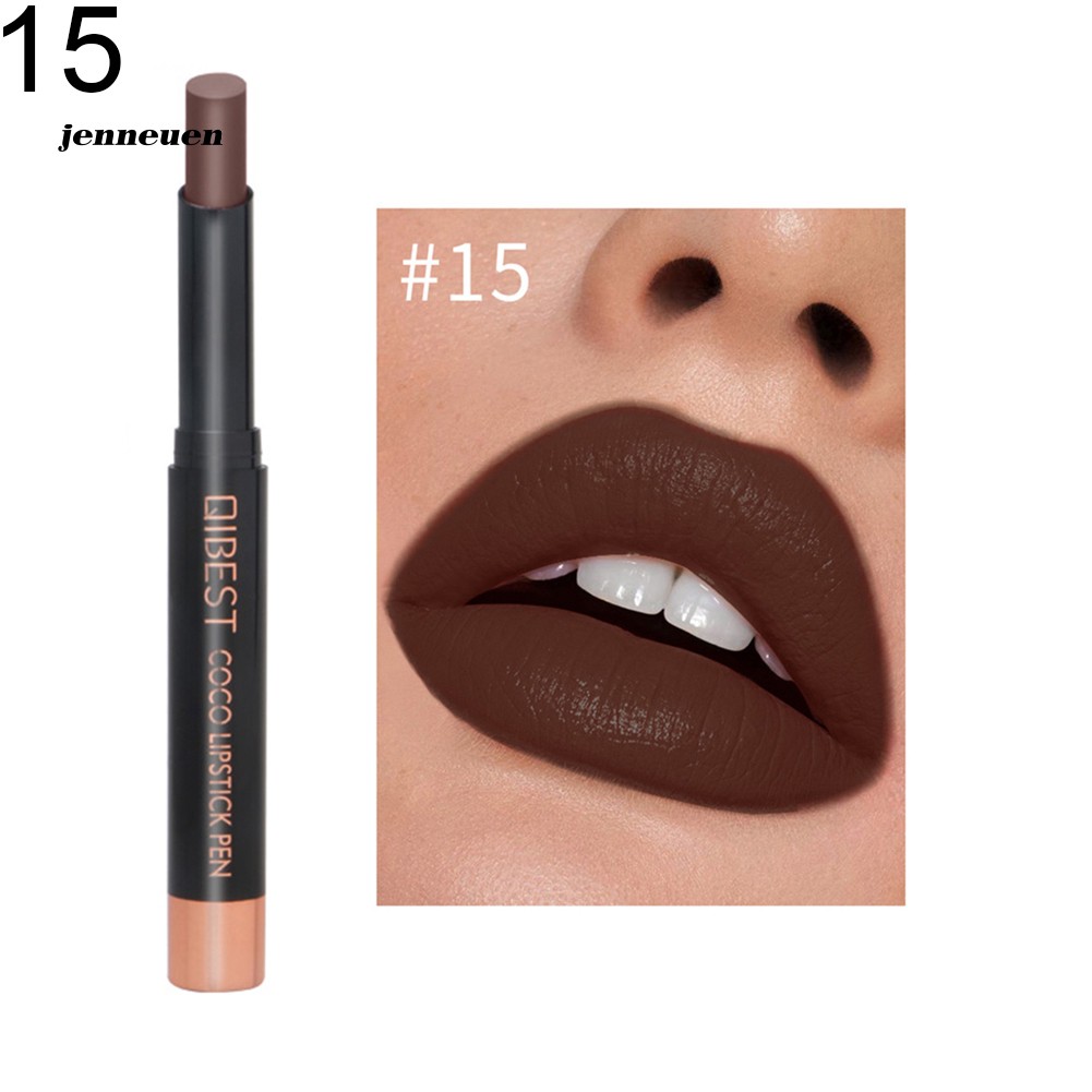 [Hàng mới về] Son môi màu lì dạng bút Qibest trang điểm làm đẹp lâu trôi quyến rũ