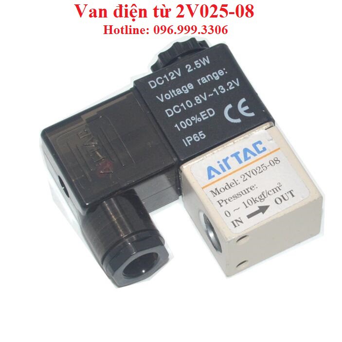 VAN ĐIỆN TỪ 2V025-08 KHÍ NÉN ( VAN 2/2 - 2 CỬA, 2 VỊ TRÍ - REN 13MM ) CUỘN COIL 24V , 220V GIÁ SỈ