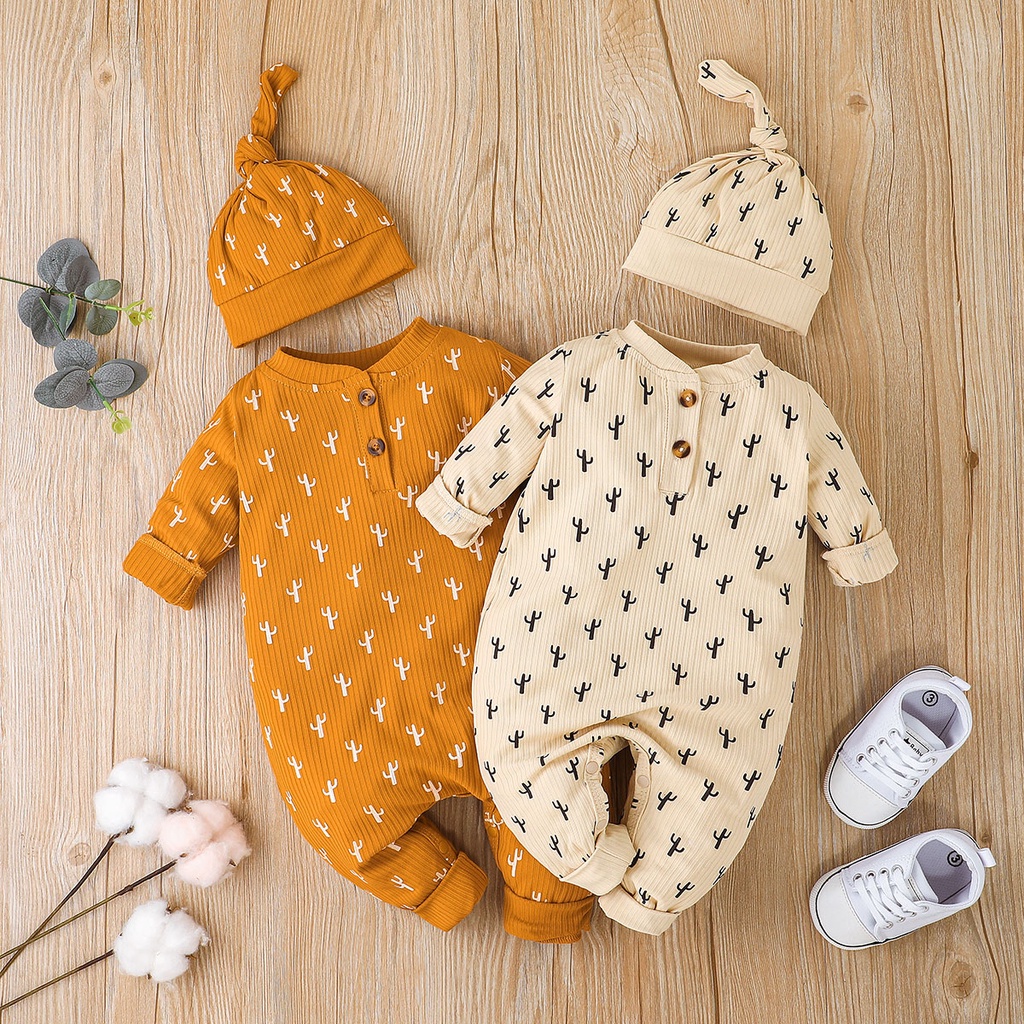 Body bé gái trai bộ đồ sơ sinh từ 0 đến 18 tháng bodysuit liền thân Tay Dài In Họa Tiết Xương Rồng quần áo cho bé trẻ em