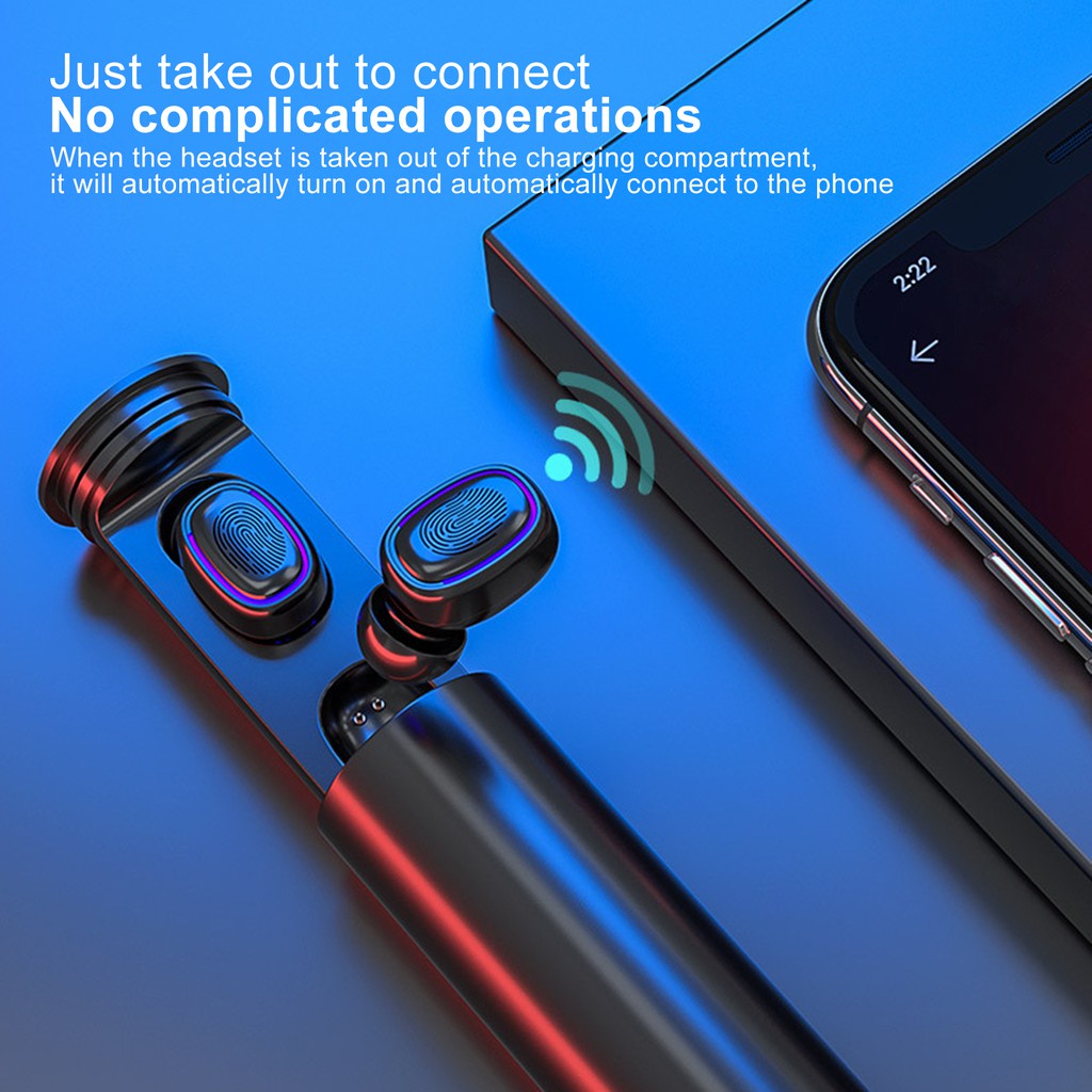 Tai Nghe Không Dây Hel + Tws-202 Mini Bluetooth 5.0 Cảm Ứng Thông Minh