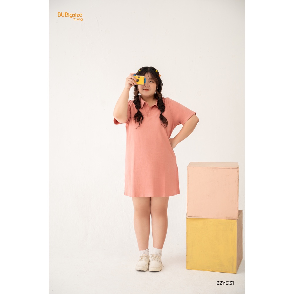 Đầm polo nữ dáng suông trơn màu BIGSIZE (55kg đến 95kg) - 22YD31 - [BU Bigsize Young]