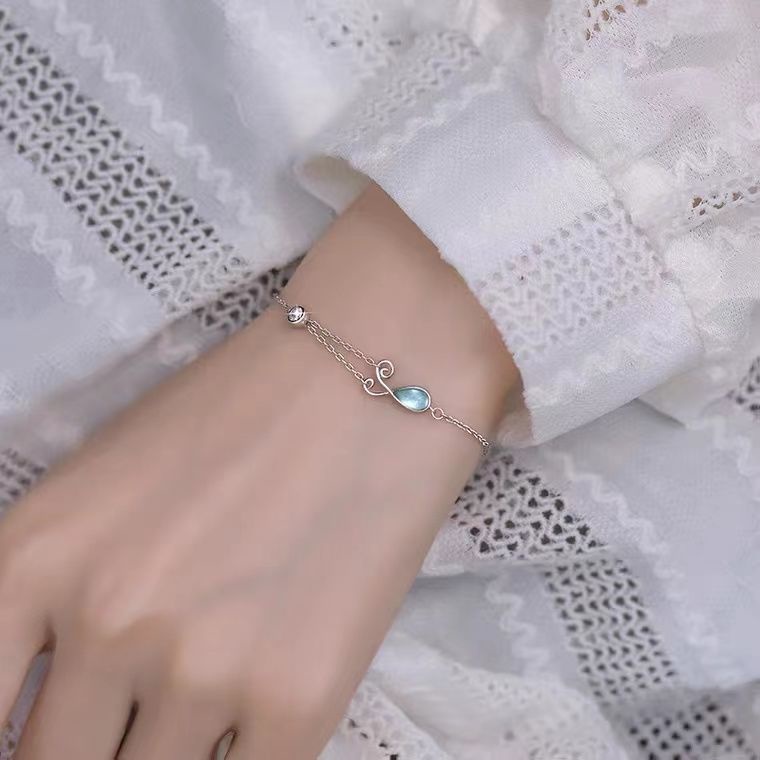 Vòng tay đôi nam nữ Vòng Tay Bạc 925 Hình Giọt Nước Thời Trang Cho Cặp Đôi