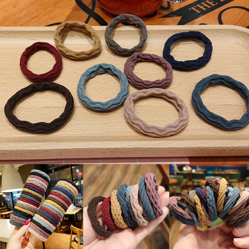 Bộ 10 Dây Buộc Tóc Co Giãn Dày Dành Cho Nữ