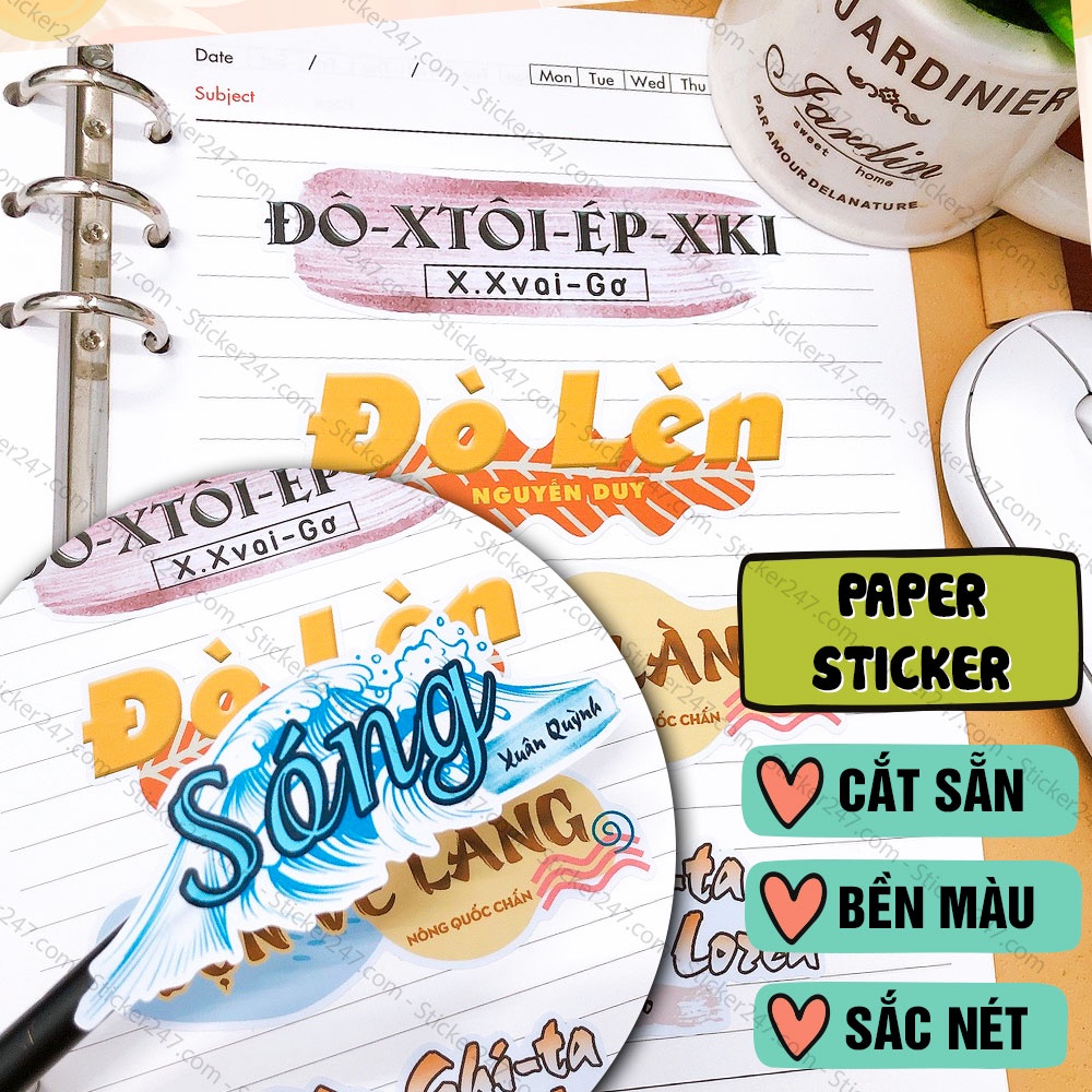 Bộ Sticker Tựa Bài Văn Học 12 (Cả năm) 𝑭𝒓𝒆𝒆𝒔𝒉𝒊𝒑 Nhãn vở Ngữ Văn Tiện Lợi, Sticker Học Tập dùng trang trí vở, sổ