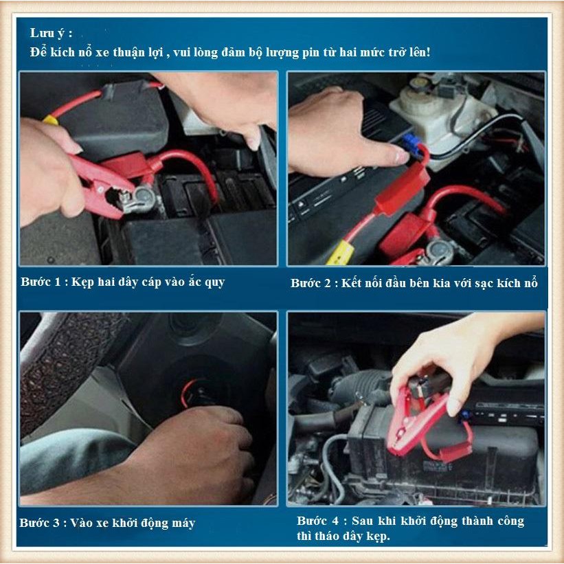 Thiết bị kích điện ô tô kiêm sạc dự phòng 20000mah cao cấp