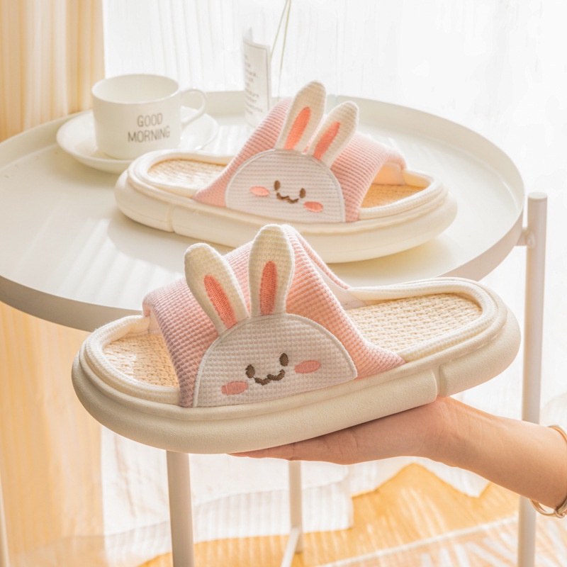 Dép Vải Lanh Chống Trượt Họa Tiết Hoạt Hình Dễ Thương Cho Nữ