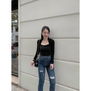Áo len cổ vuông chất dày đẹp