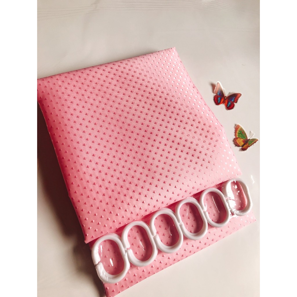 Rèm Phòng Tắm / Rèm Cửa Sổ HỒNG BI BÓNG 180cm X 180cm Loại 1( Ảnh + Video thật )