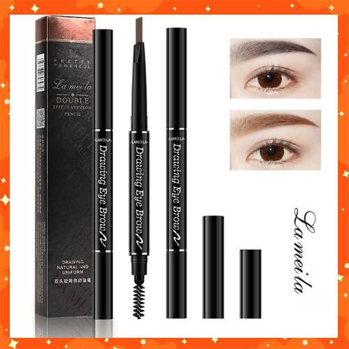 Chì Kẻ Mày Double Effect Lameila 02 đầu không thấm nước Chính Hãng