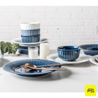 Mua Bộ bát đĩa trắng mix xanh cao cấp – 38 & 46 món cho 8-10 người – phong cách Bắc Âu (Hàng có sẵn)