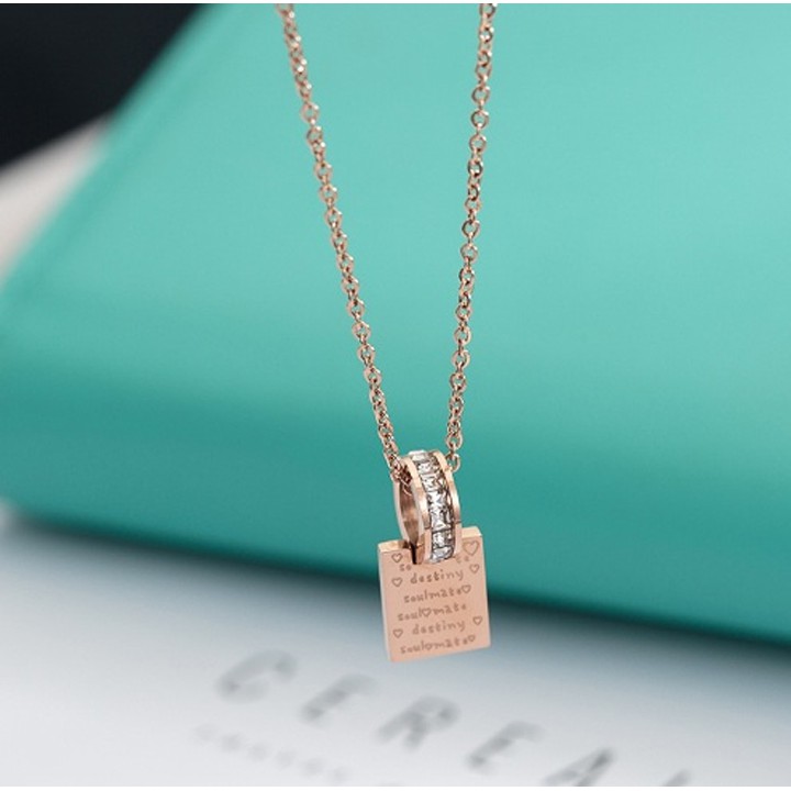 DÂY CHUYỀN TITAN VÒNG ĐÁ LỒNG THẺ HÌNH VUÔNG TN133 siêu đẹp, bền màu, chuẩn thời trang