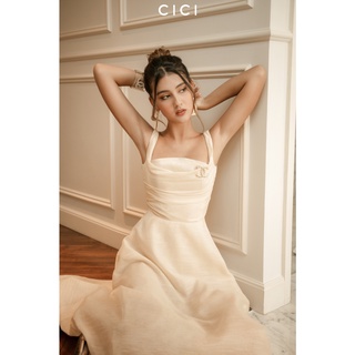 Đầm dài hai dây organza Bianca