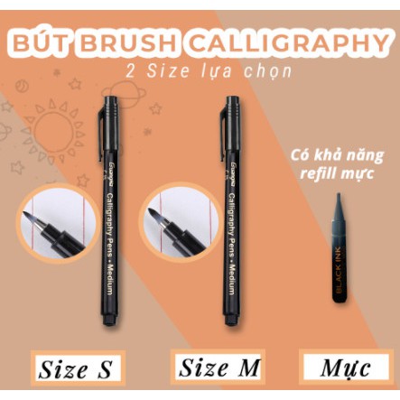 Bút Brush Viết Calligraphy trang trí Bullet Journal - Có thể refill mực