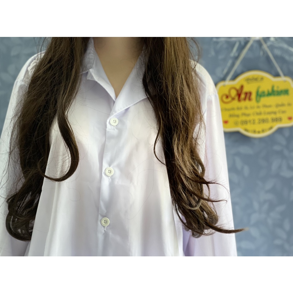 Áo Blouse Trắng Điều Dưỡng, Áo Bác Sĩ, Dược Sĩ tay dài, chấm mông _ Hình chụp thật