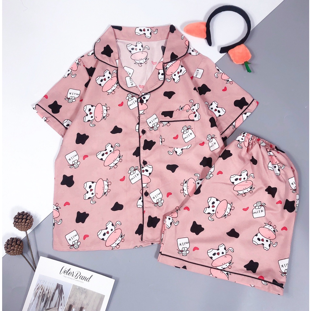 Đồ bộ ngủ mặc nhà pijama HATIBO tay ngắn cộc đùi chất vải loại 1
