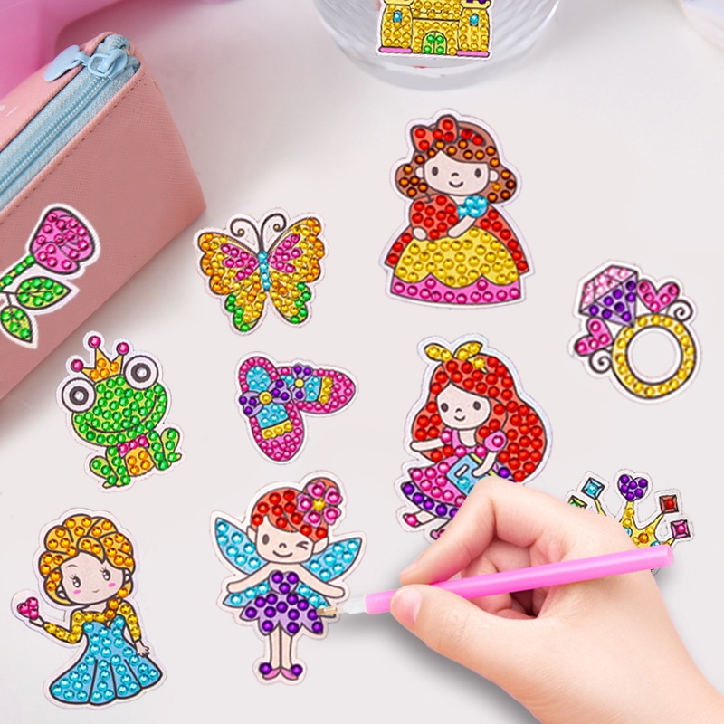 TRANH ĐÍNH ĐÁ, TRANH STICKER HANDMADE DÁN TRANG TRÍ ĐỒ DÙNG CHO BÉ