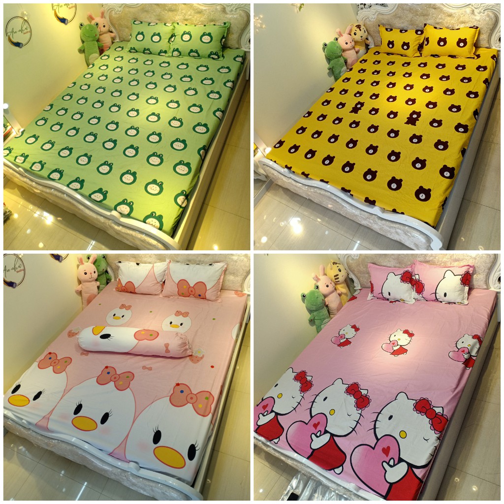 Bộ ga gối 💖m6/m8💖 ga trải giường cute + 2 vỏ gối nằm cute An Như Bedding | BigBuy360 - bigbuy360.vn