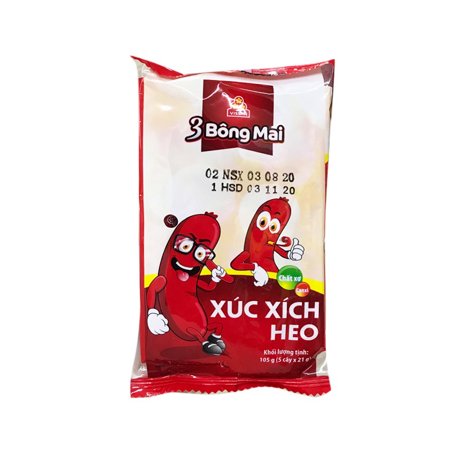 Xúc xích Vissan bông mai gói 5 cái 105g vị heo / bò