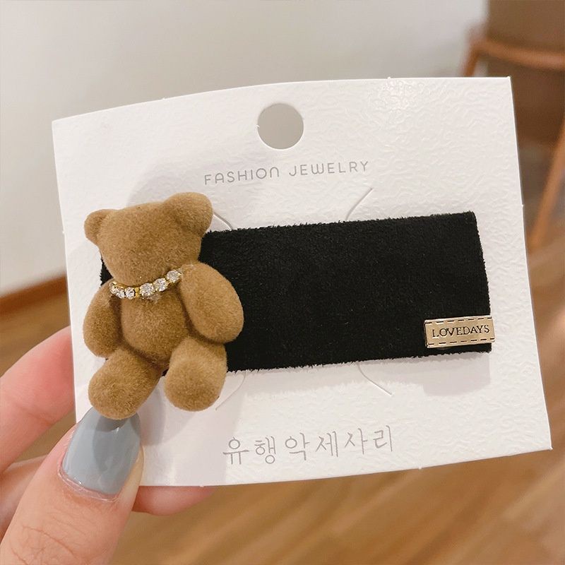 kẹp tóc đính gấu nâu và đen