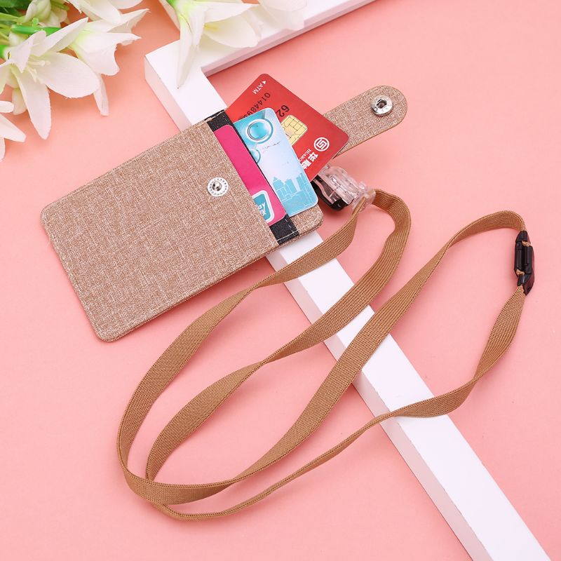 Bao Đựng Thẻ ID Bằng Da Kèm Dây Đeo Cổ Tiện Dụng