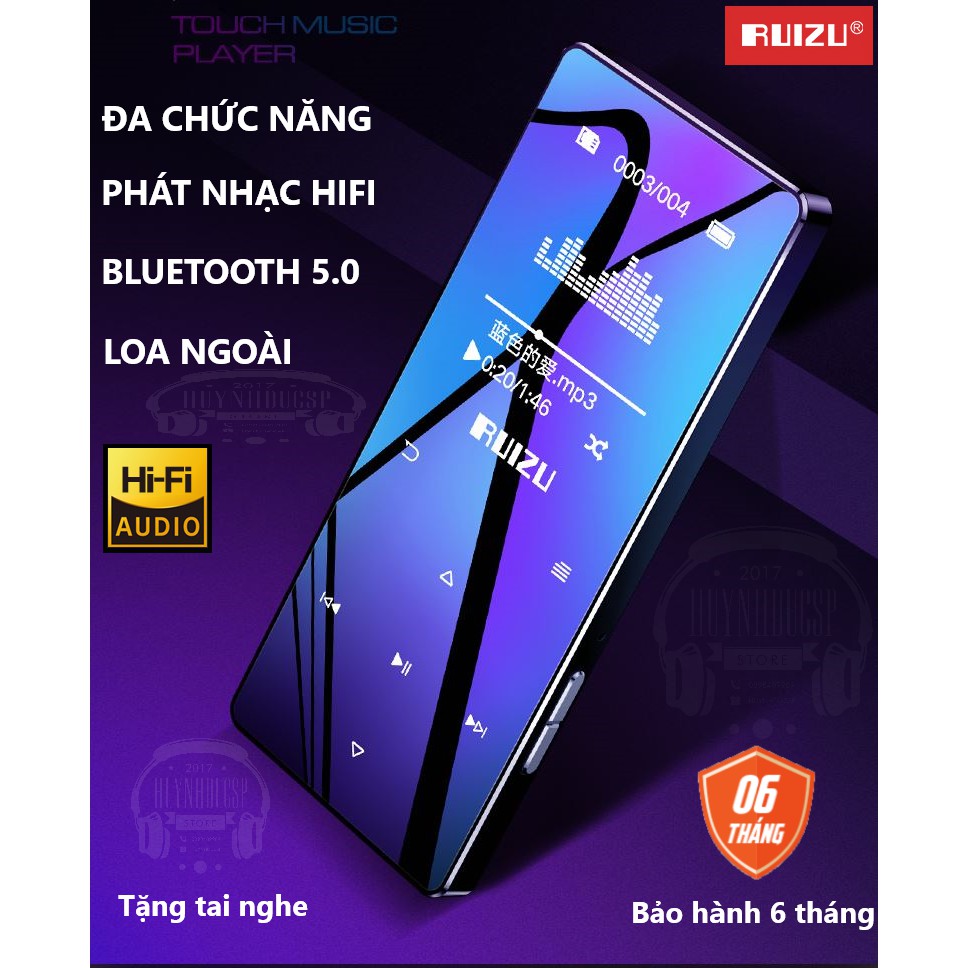 Máy nghe nhạc RUIZU D28 Bluetooth 5.0 Hifi Lossless Loa ngoài 2019 tặng kèm tai nghe