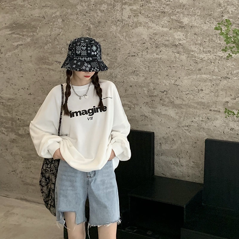 NRVP Áo Thun Nữ Dài Tay Cổ Tròn Thời Trang Hàn