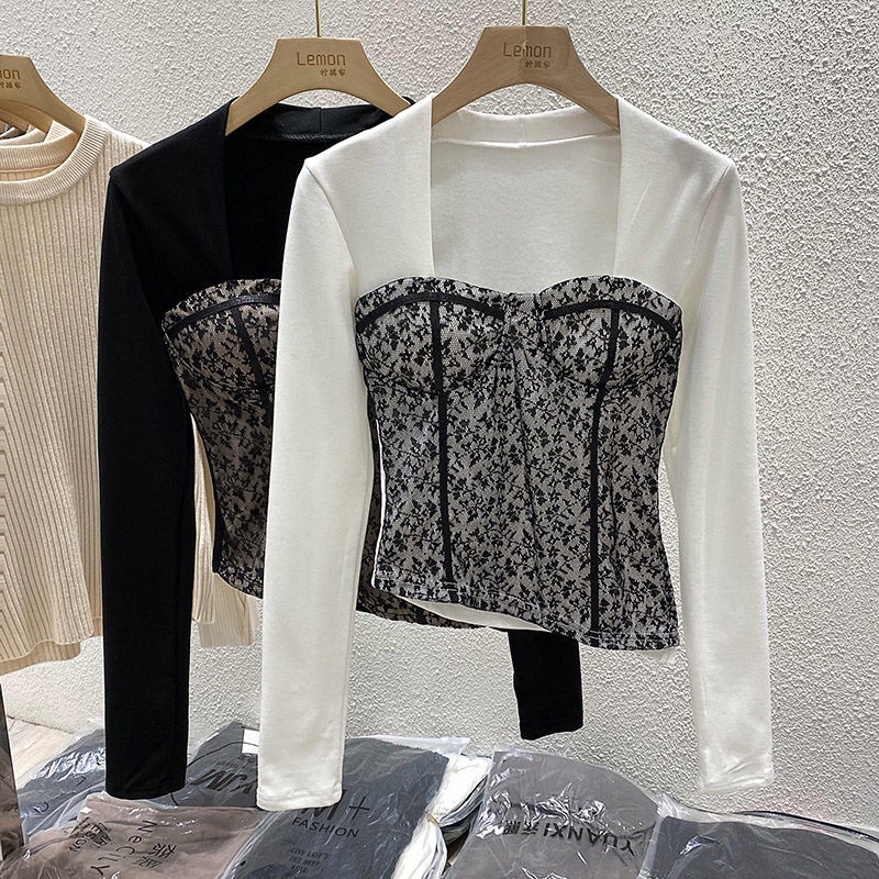 Áo Cổ Vuông Dài Tay Thời Trang Thu Đông Cho Nữ