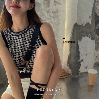 Cocorygirl Áo Croptop Không Tay Kẻ Sọc Ca Rô Thời Trang Mùa Hè Năng Động Dành Cho Nữ