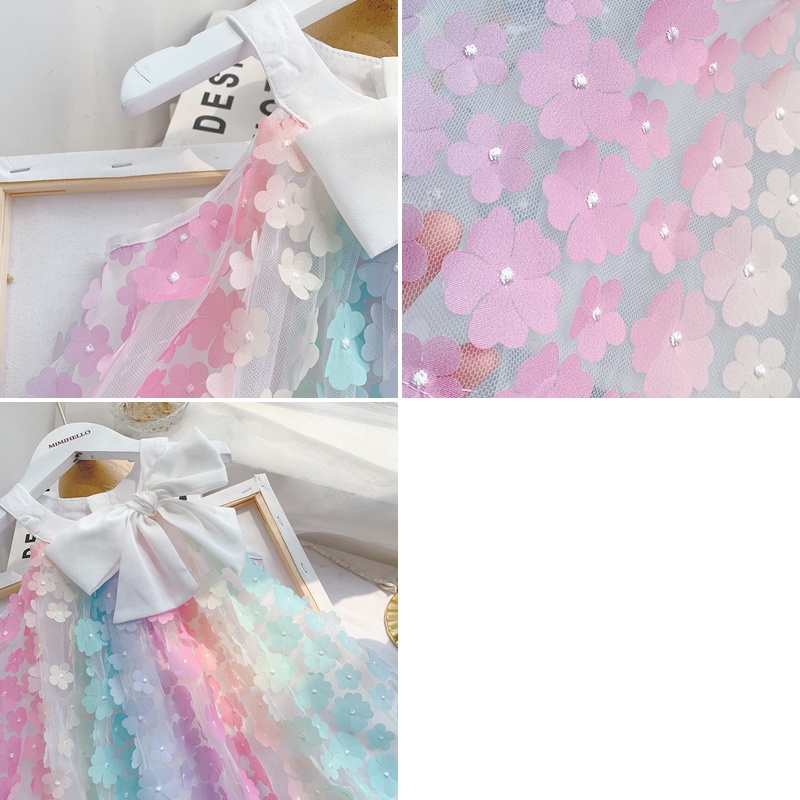 Váy Trẻ Em Bé Gái Thời Trang Hoa Cầu Vồng Akkku