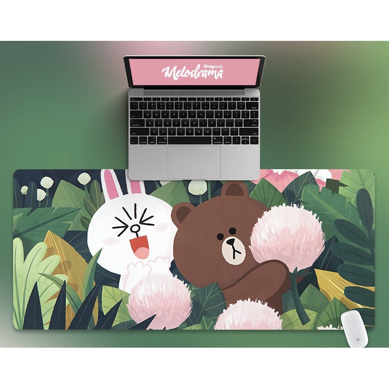Tấm lót chuột và bàn phím máy tính hình gấu nâu và những người bạn dễ thương